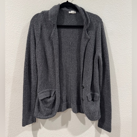 Garnet Hill Lambswool Cashmere Blend Grey Button Front Cardigan Sweater Small - Picture 2 of 14